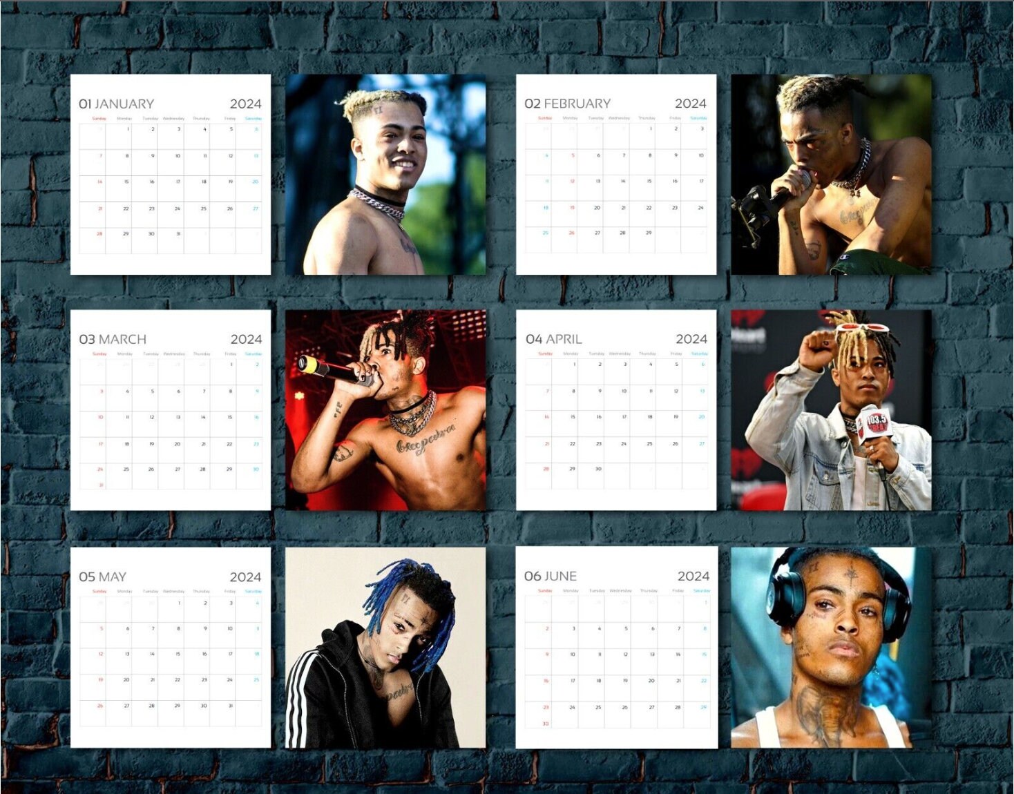 Xxxtentacion Calendar 2024 Celebrity Calendar Xxxtentacion Etsy Australia