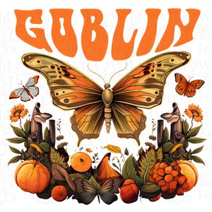 Goblin PNG Fall Moth Digital Download Sublimation Tshirts POD Wall Art Graphic Seasonal Autumnal Cottagecore PNG - Original Designer