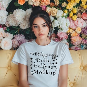White Bella Canvas 3001 Tshirt Mockup Cottagecore Boho T-shirt Mockup Floral Whimsical Mockup Softcore Mockup Shabby Chic Fairycore Mock-up