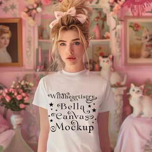 Whimsical Interior Mockup Bella Canvas White Tshirt Mock up Softcore T-shirt Mock-up Bohemian Feminine Interior Mock up Botanical Mock up