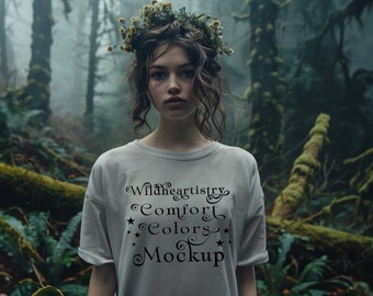 Graue Comfort Colors Dark Cottagecore Mockup Whimsigoth T-Shirt Mock up Forestcore Witchy T-Shirt Mock Fairycore Goth Witchcraft Mock-up