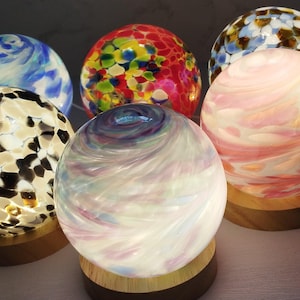 Handcrafted 120Mm Led Glass Sphere Lamp - Artistic Table Light In 6 Colours | Unique Gift Idea, Handmade Glass Usb Lamp, Gift Idea