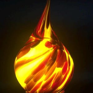 Pink Glass Lamp | Handblown Glass Teardrop Lamp – Colorfull Swirl Night Light | Unique Art Glass Decor | Soft Ambient Light