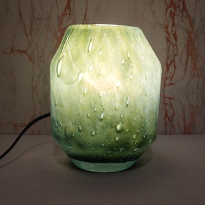 Green Art Glass Table Lamp - Unique Handmade Decor for Ambient Lighting, Perfect for Living Room or Bedroom