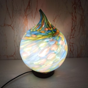 Handmade Multicolor Glass Table Lamp for Home Decor – Unique Art Glirthday Gift
