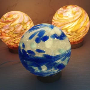 Handcrafted Led Glass Sphere Lamp – Elegant Ambient Light For Cosy British Home Décor, Perfect Unique Gift In Multiple Colours