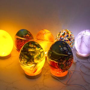 Fresh Design – Handcrafted Glass Lamp /  Hand Blown Orange Glass Table Lamp – Sculpture Lamp I Art Deco Inspired Design