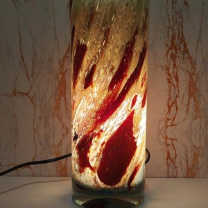 Handmade Glass Table Lamp – Unique Led Light, Ambient Home Décor For Living Room, Bedroom Lighting, Artistic Gift Idea