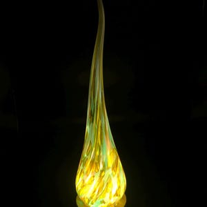 Green Glass Flame Lamp, Handmade Flame Glass Floor and Table  Lamp – Unique Led Art Light, Elegant Gift, Ambient Lighting For Living Room
