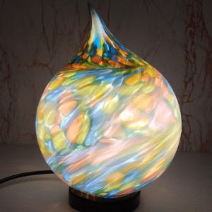 Handmade Multicolor Glass Table Lamp for Home Decor – Unique Art Glirthday Gift