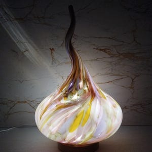 USB LED Glass Flame Lamp – Unique Mood Light, Artisan Glass Art for Bedroom, Cosy Table Lamp, Perfect Gift, Ambient Décor