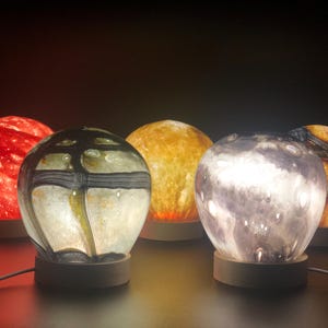 Handcrafted Galaxy Glass Lamp – Unique Led Night Light, Glass Lamp, Cosy Home Décor For Bedroom Or Living Room Gift