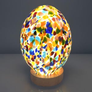 New Product – Dinosaur Egg Lamp / Hand Blown Multicolor Glass Table Lamp – Sculpture Lamp /Art Deco Inspired Design  / Home decoration