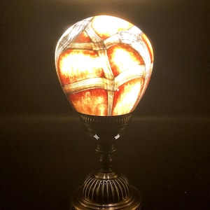 Handcrafted Glass Globe Lamp | Unique Table Lamp with Antique Base | Mood Lighting for Home Decor