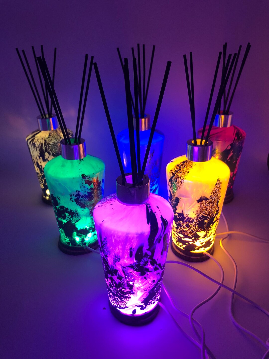 Iridescent Diffuser Iridescent Glass Diffuser Lamp: Handcrafted LED Light Home Decor - Etsy