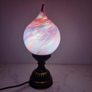 Mystique Flame Glass Lamp – Handcrafted Artisanal Teardrop Light for Elegant Home Decor