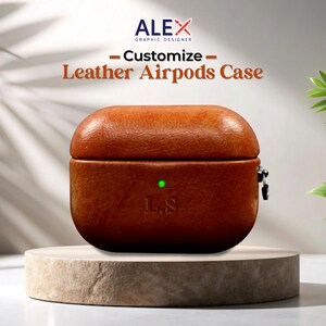 Etui en cuir à personnaliser pour Airpods - Étui personnalisé pour Airpods 3,2,1 Pro, étui pour Airpods personnalisé de luxe, cadeau pour elle/lui