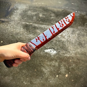Fake Halloween Knife PU Foam Realistic Handmade Hand Painted Movie Prop Cosplay 31cm