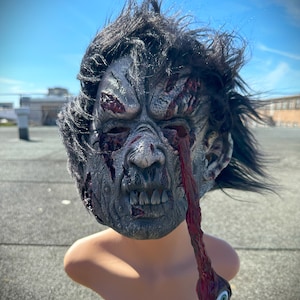 Zombie Hanging Eye Latex Mask Halloween Handmade Costume Scary Mask