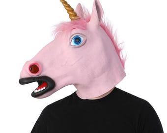 Unicorn Pink Latex Overhead Mask Cute Funny Novelty Halloween Headwear Fancy Dress