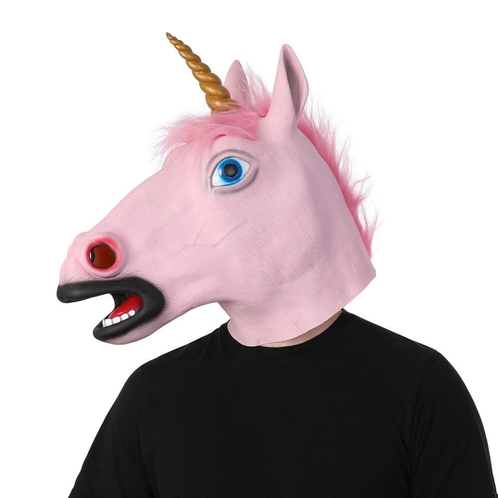 Unicorn Latex Mask Adult Pink Full Overhead Unicorn Latex Mask Adult Pink Full Overhead