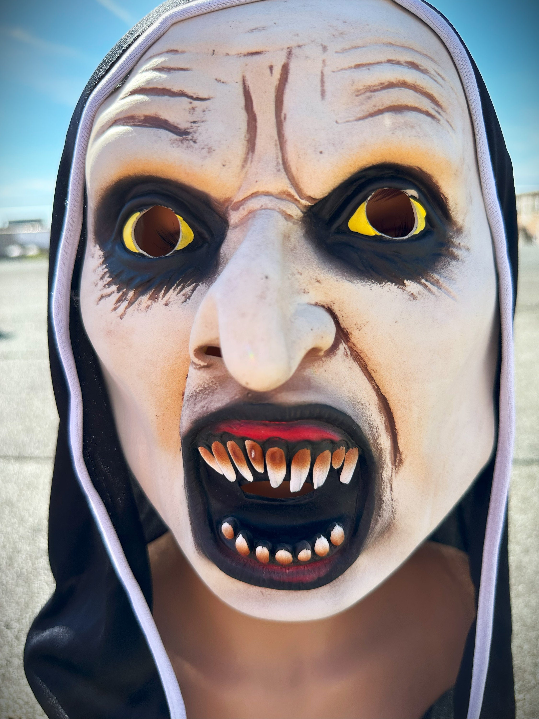 Orgoue Griezelig non masker voor Halloween, Nonnenkostuum, latexmasker voor vrouwen en volwassenen, cosplay kostuum, rekwisieten