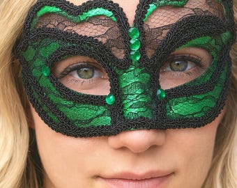 Green Gothic Lace Eye Masquerade Mask Fancy Dress Ball Event Accessory