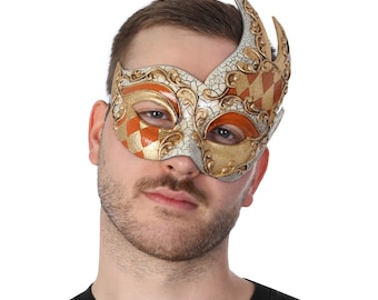 Flame Venetian Eye Mask  Handmade Handpainted Masqeurade Ball