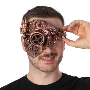 Bronze Half Steampunk Mask Cosplay Fancy Dress Halloween Goggles
