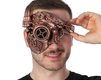 Bronze Half Steampunk Mask Cosplay Fancy Dress Halloween Goggles