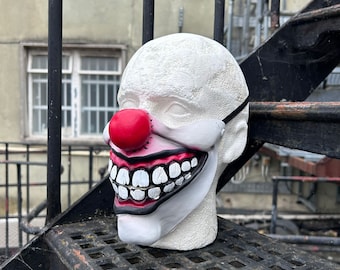 Creepy Killer Clown Latex Half Face Mask Covering Halloween Circus Red Nose Accessory