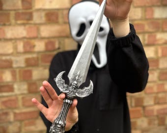 Cuchillo de vampiro de espuma dura de PU hecho a mano, accesorio falso para disfraz de Halloween, 40 cm