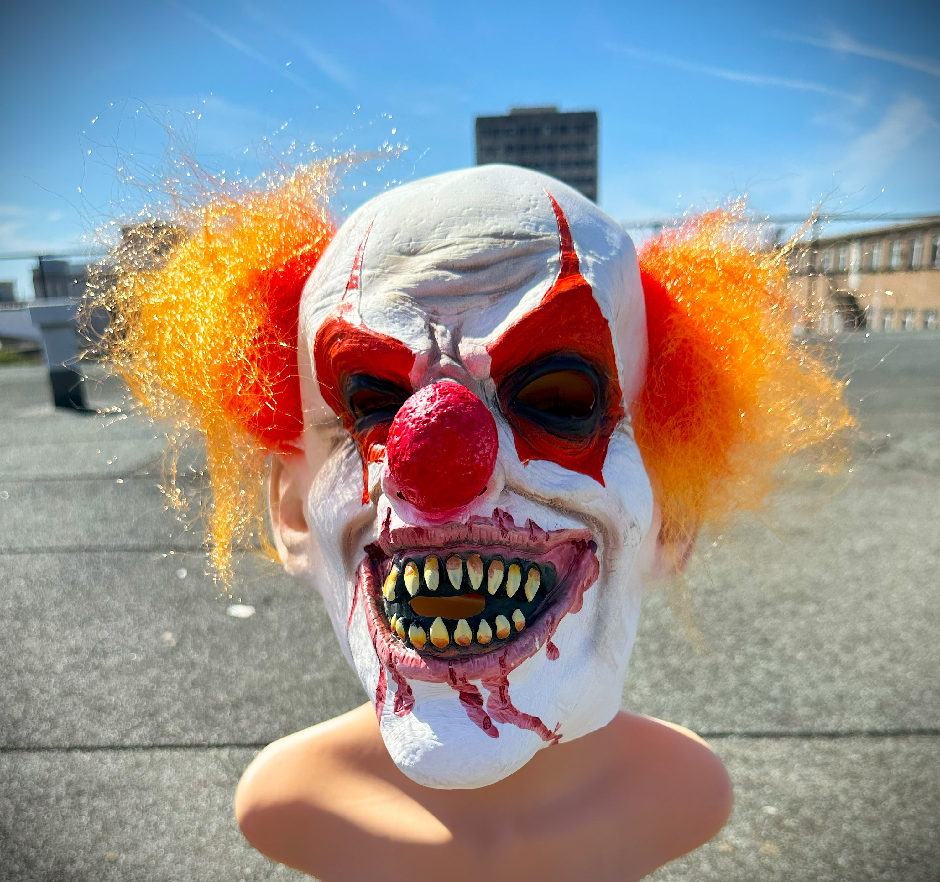Masque d'Halloween en latex F-Halloween PL à visage de clown drôle
