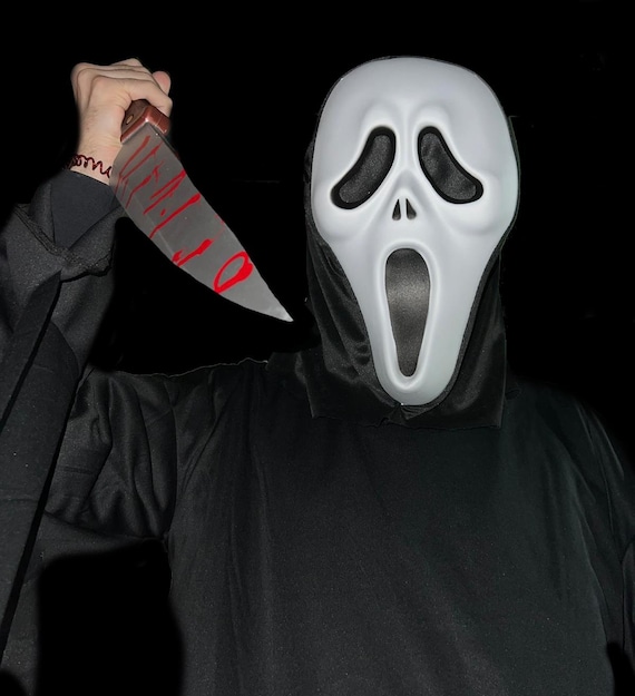 Scream Costume Suit Scary Ghost Face Mask For Halloween Adult Kid Cosplay Party