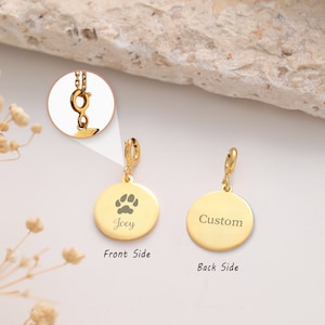 14K Gold Paw Charm, Name Charm with Paw, Paw necklace, Personalized Necklace, Dog Lovers Gifts, Paw with Initial, Gifts for Her Him C4