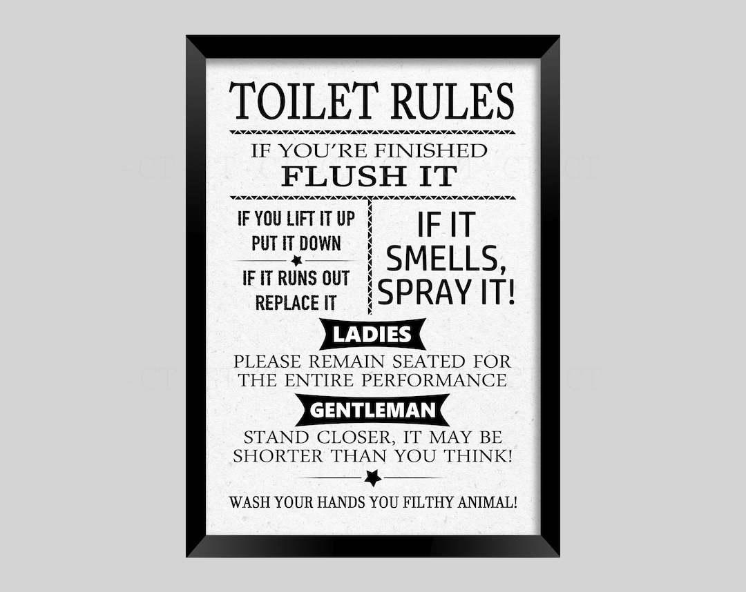 Toilet Rules Print: Funny Bathroom Wall Art (unframed) - Etsy UK