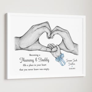 Personalised Mummy Daddy Family Print New Baby Birth Hands ONE CHILD ONLY! Unframed