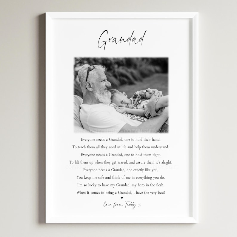 Personalised Grandad Photo Print Gift | Unframed - Etsy UK