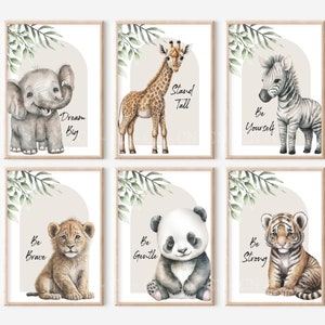 CHOOSE YOUR OWN! Safari Jungle Animal Elephant Giraffe Zebra Lion Tiger Monkey Text Quote Boys Girls A4 or A3 Nursery Boho Unframed Prints