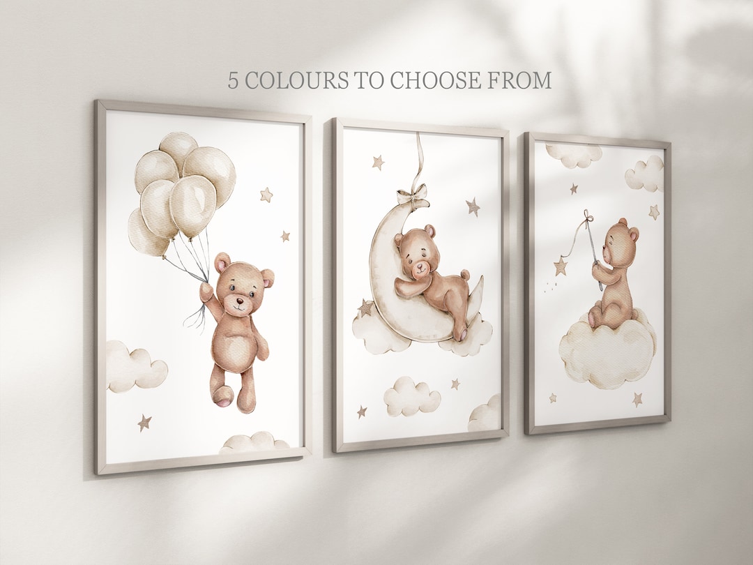 Baby Nursery Teddy Bear Prints | Boy Girl | Unframed | Neutral - Etsy UK