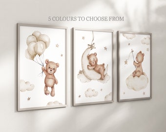 Baby Nursery Teddy Bear Prints | Boy Girl | Unframed | Neutral