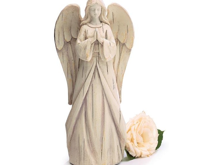 Ivory Praying Angel Resin Figurine