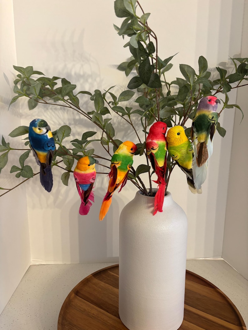 Tropical Bird Floral Clips – Set of 6 Colorful Birds for Wreaths ...