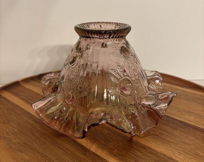 Vintage Fenton Art Glass Company Dusty Rose Pink Cabbage Rose Fairy Lamp Shade
