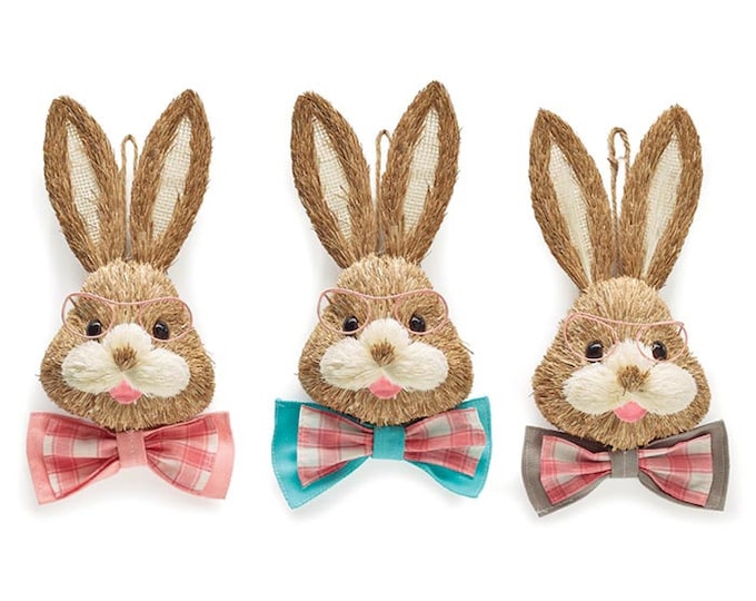 Sisal Bunny Head with Eye Glasses & Bow Tie – Easter Wreath Enhancement Kit