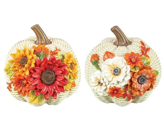 Fall Flower Harvest Pumpkin Tabletop Decor
