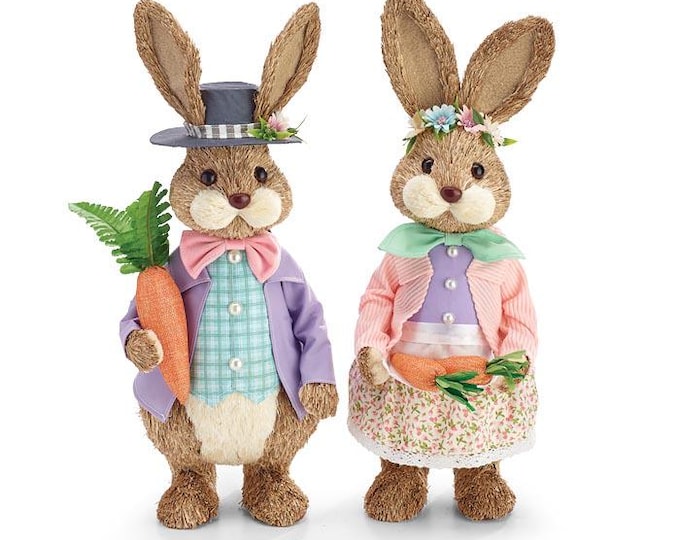 Easter Bunny Couple Spring Decor - Set of 2