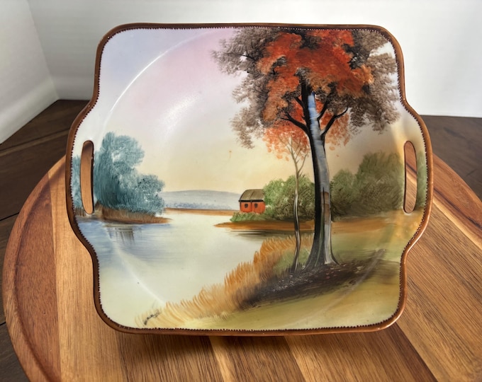 Rare Noritake "M" Morimura Hand Painted "Tree in the Meadow" Bowl