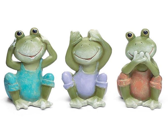 Hear, See, Speak No Evil Frog Figurines - Set of 3