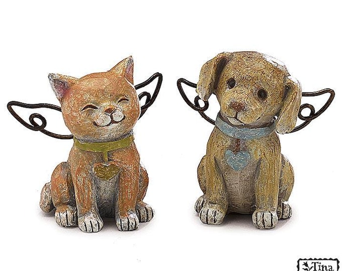 Resin Angel Dog or Cat with Metal Wings